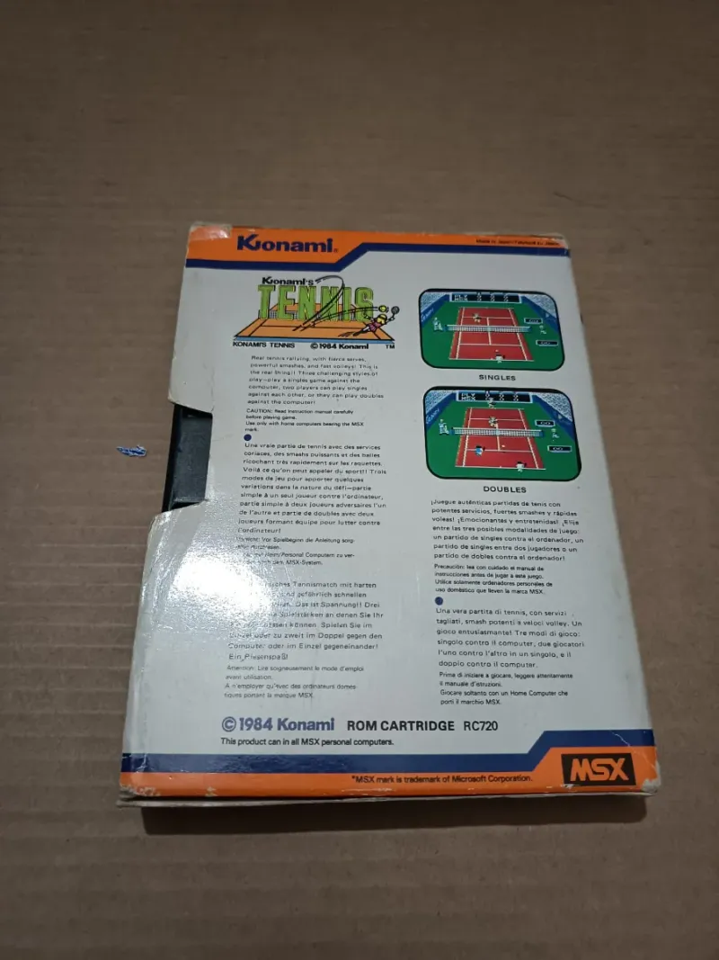 Jeu Vidéo Konami's Tennis Pour MSX - Édition 1984 - Bon état - Rétro Gaming