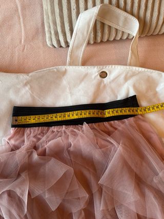 Falda tul volantes cascada rosa palo