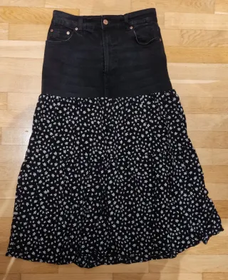 Falda Midi denim y floral T 40