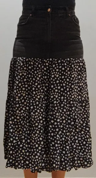 Falda Midi denim y floral T 40