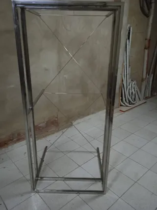 Mesa acero inox con 2 cristales gruesos 180x80x80