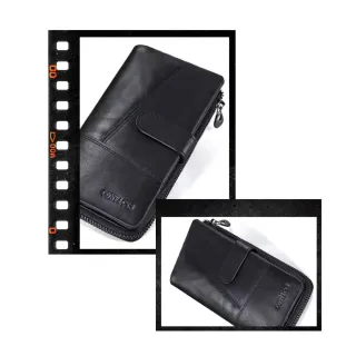 Billetera Larga de piel auténtica, contac.