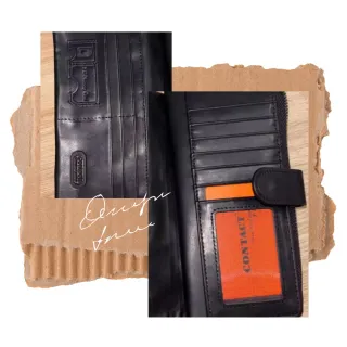 Billetera Larga de piel auténtica, contac.