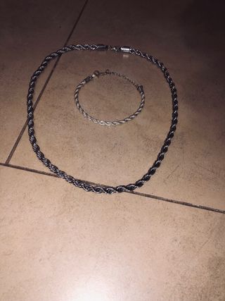 Set Collana e Bracciale Uomo Argento