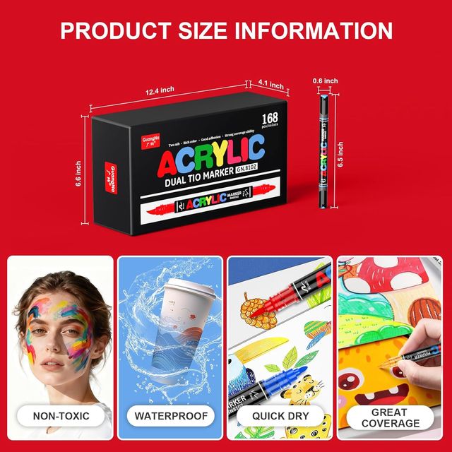 168 Rotuladores Acrílicos Permanentes Colores