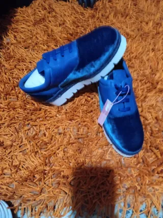 Zapatos azules de terciopelo