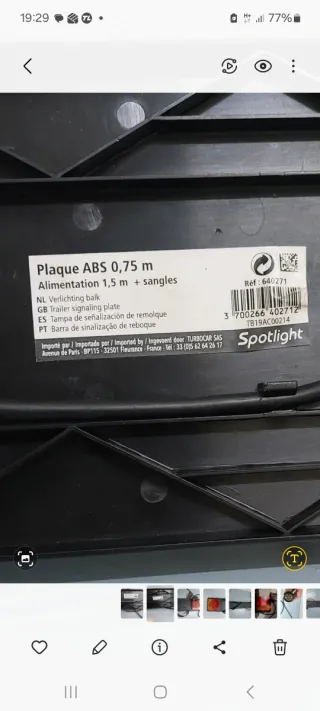 Barra de luces trasera remolque porta bicicletas.