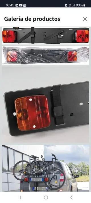 Barra de luces trasera remolque porta bicicletas.