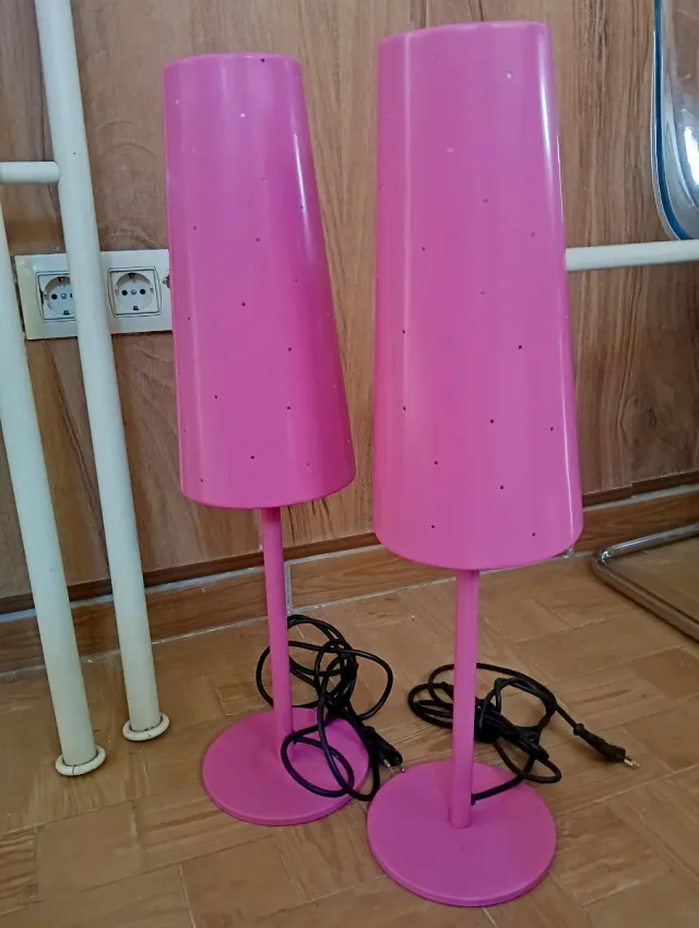 Lote 2 lámparas mesilla rosa