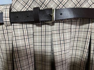 Falda Zara Plisada Cuadros Beige Gris