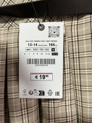 Falda Zara Plisada Cuadros Beige Gris