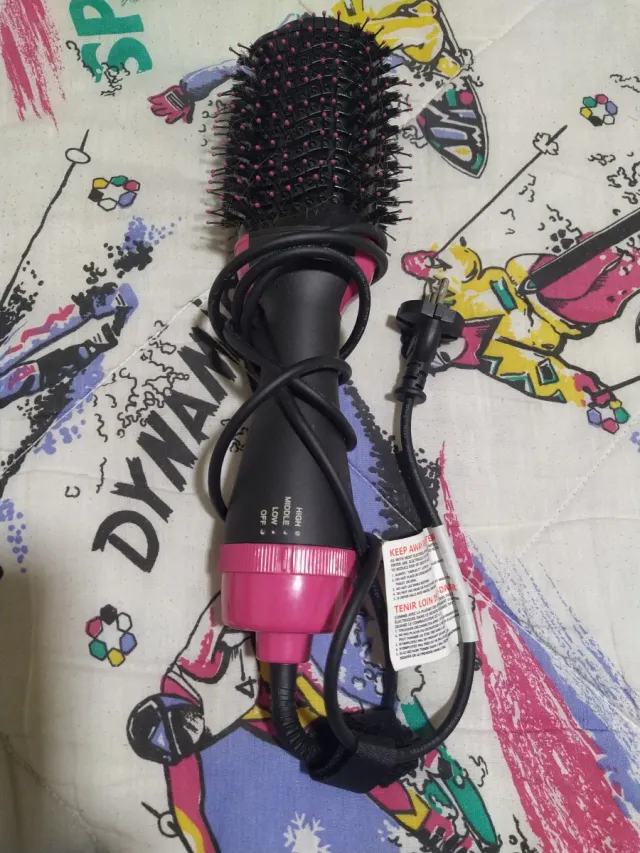 Cepillo Secador Cabello Negro y Rosa