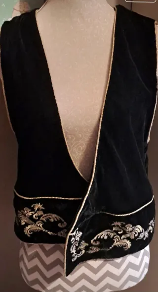 Chaleco ZARA Negro Dorado Bordado Talla Única