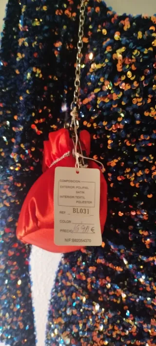 Vestido fiesta lentejuelas negro multicolor