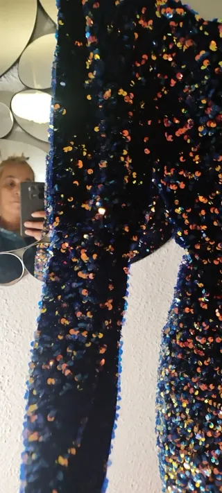 Vestido fiesta lentejuelas negro multicolor