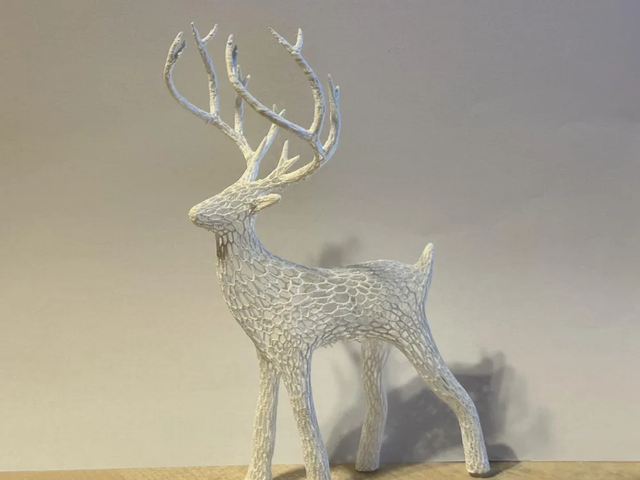 Ciervo Navideño Voronoi Blanco