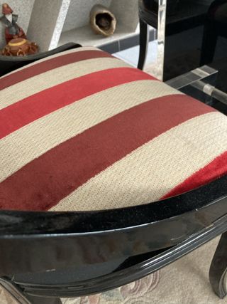 Mesa comedor cristal y 6 sillas lacadas negro