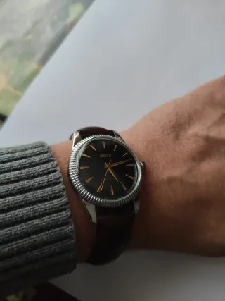 Reloj Oris Cuerda Marrón y Plateado