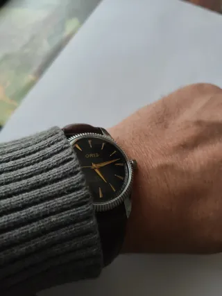 Reloj Oris Cuerda Marrón y Plateado