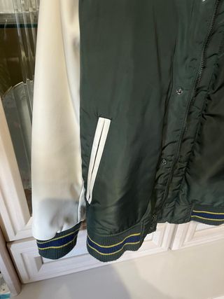 Chaqueta Bomber Niño Talla L Verde y Blanco