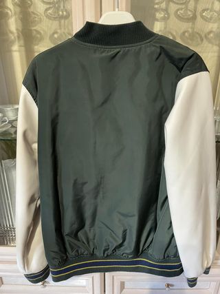 Chaqueta Bomber Niño Talla L Verde y Blanco