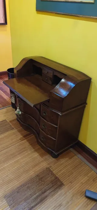 Escritorio antiguo bureau madera con marquetería