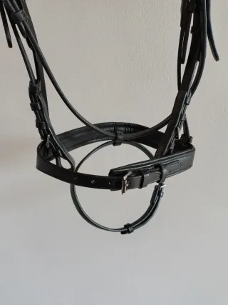 Cabezada - Brida Cob - Pony de cuero negro