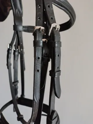 Cabezada - Brida Cob - Pony de cuero negro