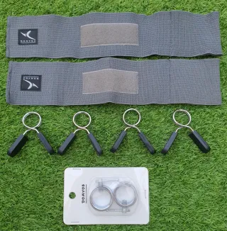 Muñequeras y cierres para discos de pesas .