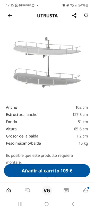 Baldas giratorias Utrusta para armario de cocina