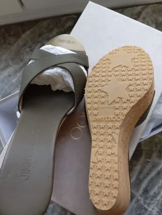 Jimmy Choo Sandalias Cuña Marrón Negro