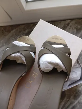 Jimmy Choo Sandalias Cuña Marrón Negro