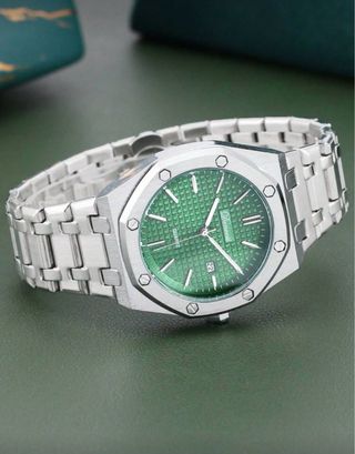 Reloj de Lujo Verde y Plateado