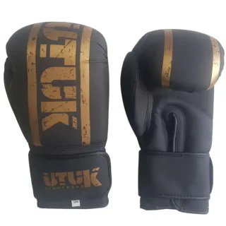 Guantes Boxeo/Kickboxing UTUK Negro/Dorado 12oz