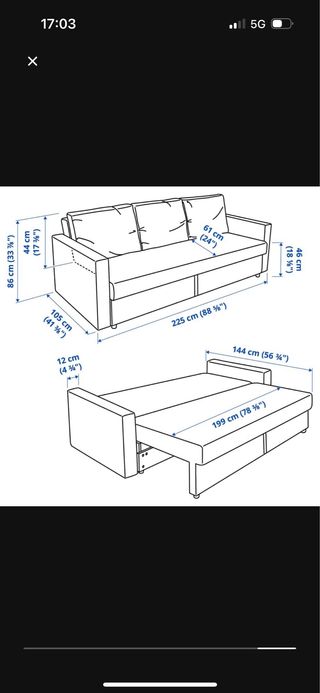 Sofá Cama IKEA 3 Plazas Beige