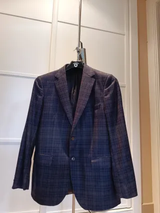 Americana hombre con coderas azul y marrón