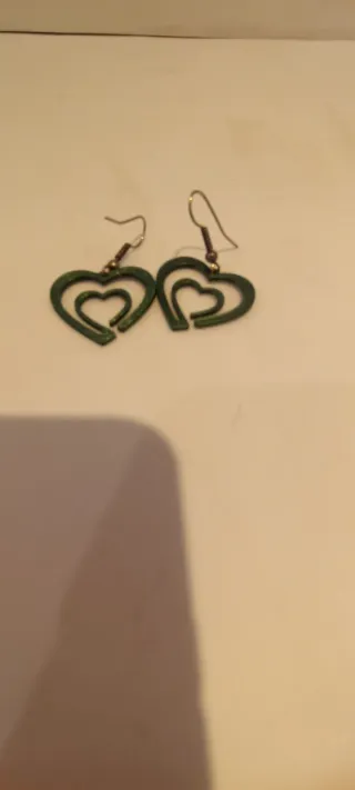 Pendientes Corazón Doble Verde