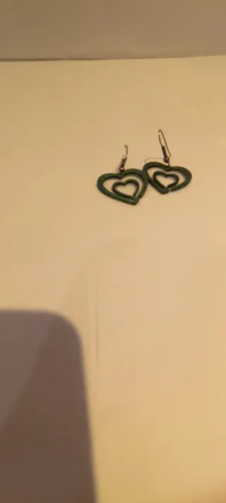 Pendientes Corazón Doble Verde