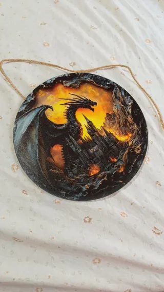 Cartello rotondo Fantasy Drago 2D 20cm