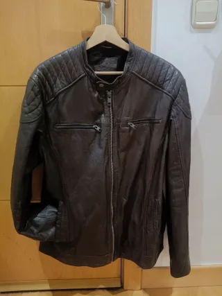 Chaqueta de cuero hombre marrón