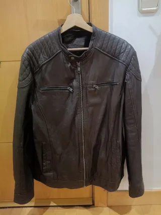 Chaqueta de cuero hombre marrón