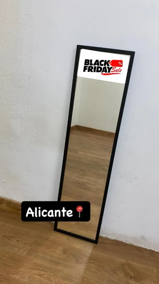 Espejo negro marco madera