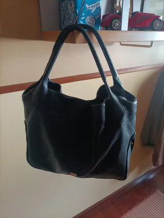 Bolso de Piel Negro/Gris 50 cm ancho x 35 alto