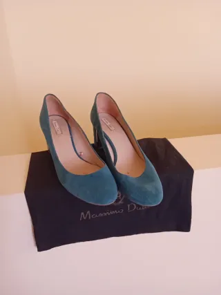 Zapatos tacón Massimo Dutti verde talla 38