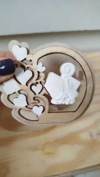 Decorazione Prima Comunione Legno Cuori