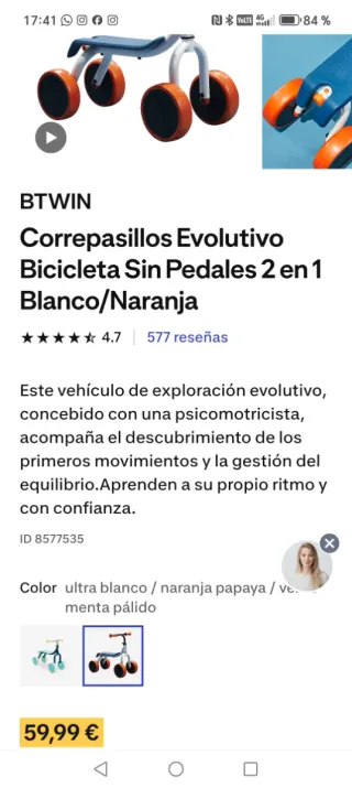 Bici infantil 3 rodas. Ten 2 posicions.