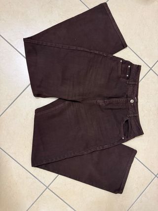 Jeans vita alta marroni wide leg