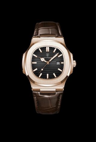 Reloj de cuero de Oro y Negro