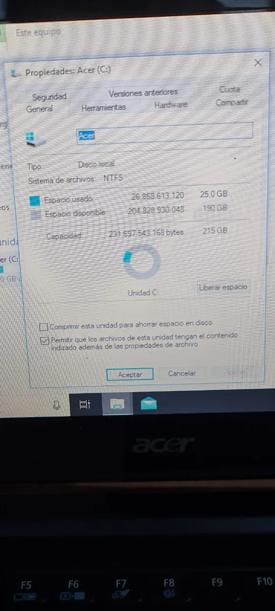 Portátil Acer Aspire One 250gb