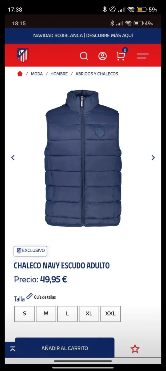 Chaleco oficial Atlético de Madrid azul